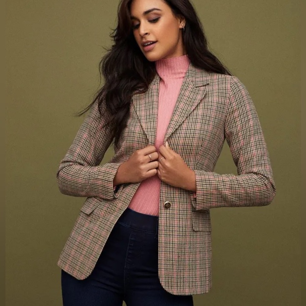 Zara women’s Checkered Blazer - Red and Black